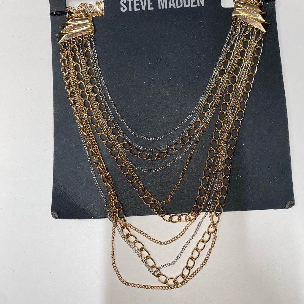 Steve Madden Goldtone Silvertone Multistrand Chain Necklace Nwot 22$